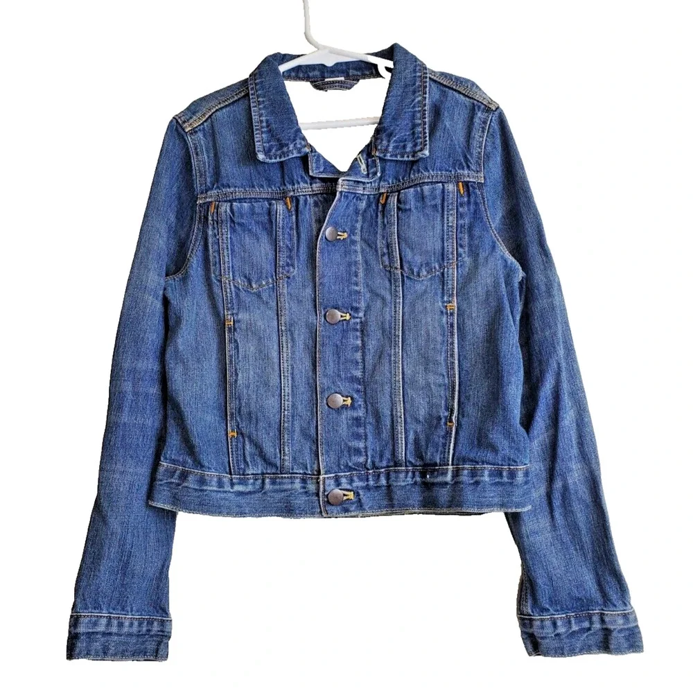 J‎ Crew Crewcuts Denim Jean Jacket Dark Blue Girls 10 Kids 100% Cotton